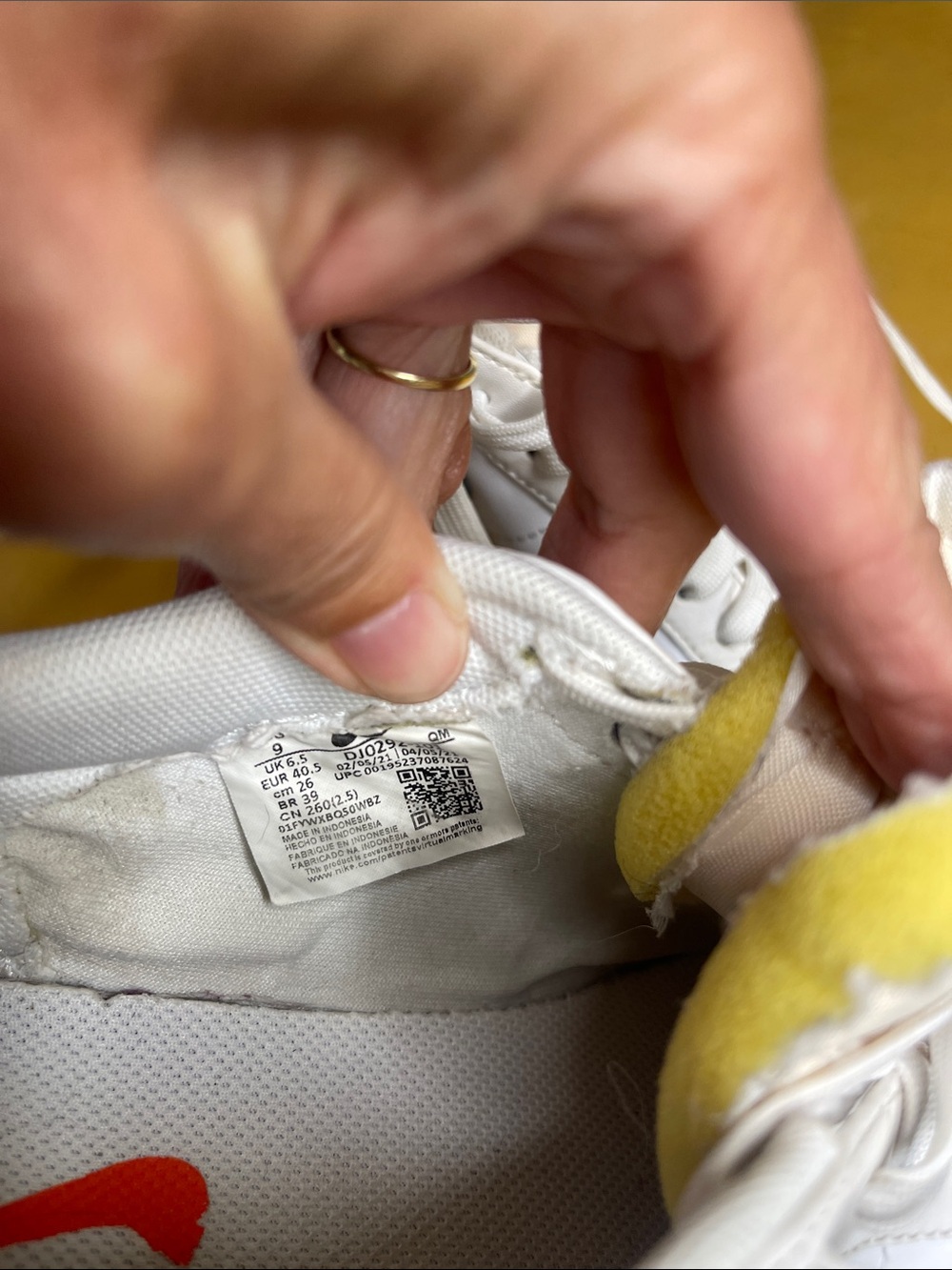 Nike White Sneakers with Black Swoosh and Gray Suede Accents - Picture 5 of 5